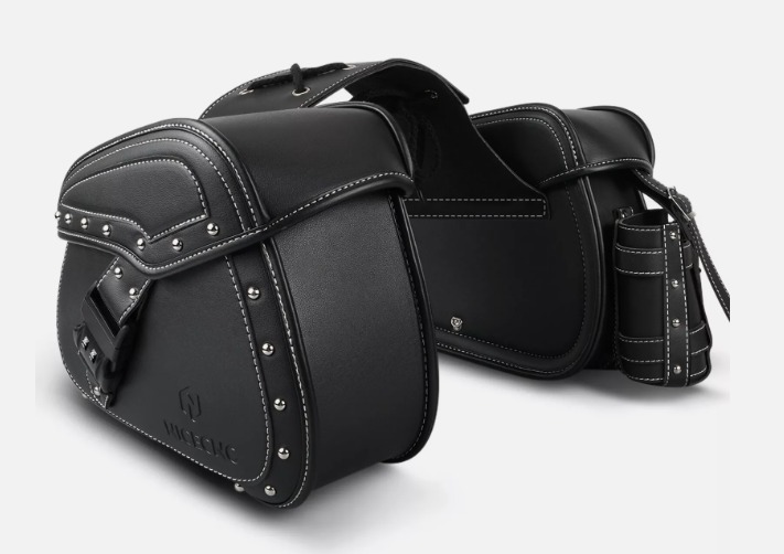 Motorcycle Saddlebags PU Leather Rear Side Bags Pannier Luggage For Harley