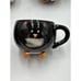 Halloween Black Cat Ghost Mug Coffee Tea 6oz Cup Hand Painted White Orange Set 8