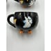 Halloween Black Cat Ghost Mug Coffee Tea 6oz Cup Hand Painted White Orange Set 8