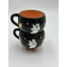 Halloween Black Cat Ghost Mug Coffee Tea 6oz Cup Hand Painted White Orange Set 8