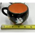 Halloween Black Cat Ghost Mug Coffee Tea 6oz Cup Hand Painted White Orange Set 8