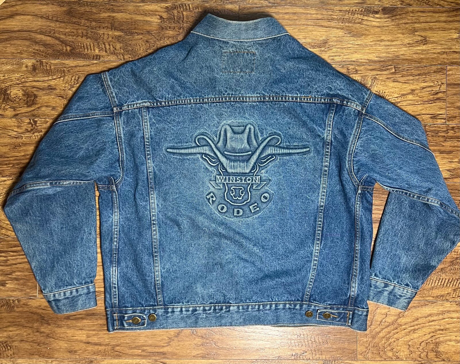 American Born Denim Jacket Mens Vintage Winston Rodeo Trucker Made in USA size L