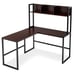 55 L-Shaped Desk Corner Desk Writing Desk Computer Desk w/Storage Hutch Teak