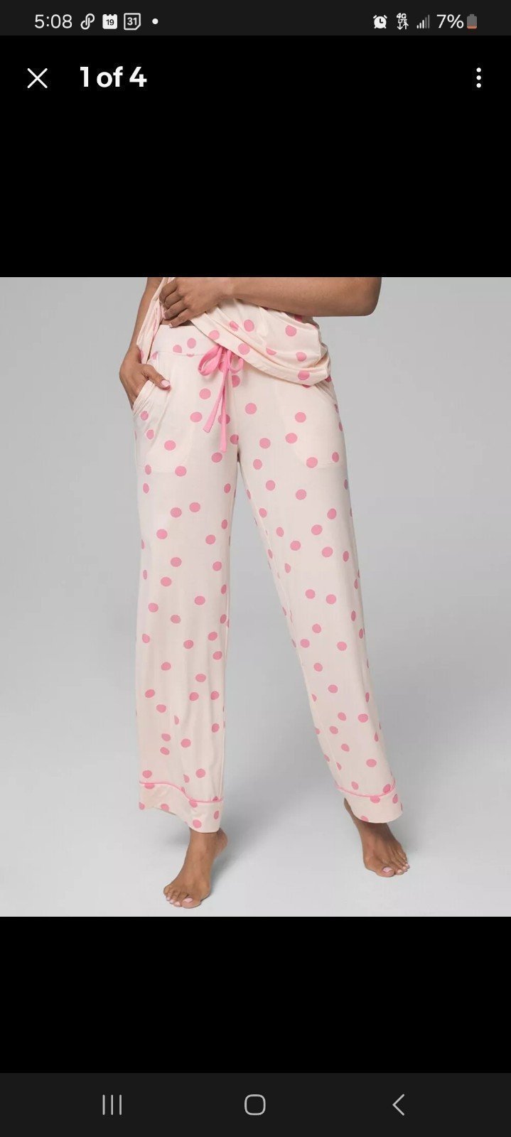 Soma Cool Nights PJ Pants pink polkadot Size large long