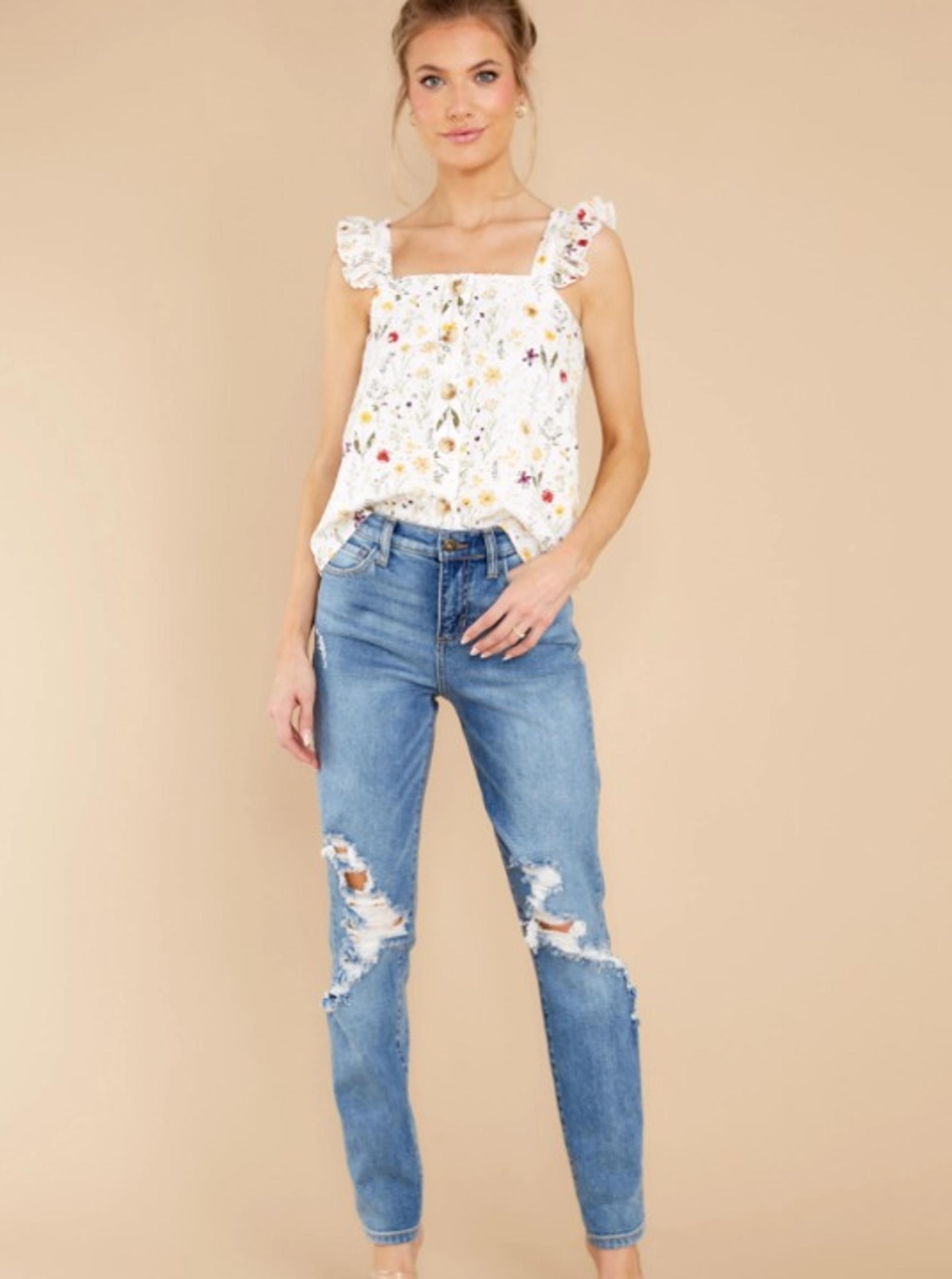 Spread Joy White Embroidered Floral Top