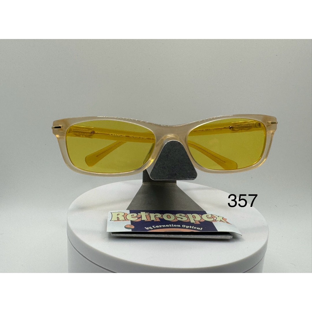 Vintage Y2K Sunglasses NOS 2000s Style Yellow Lens Coach HC6054 Narrow