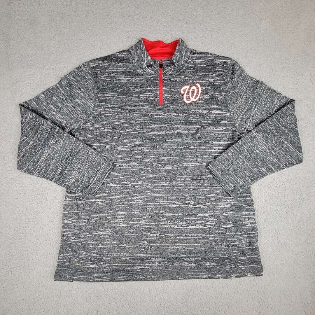 Washington Nationals Mens XL Sweatshirt Getting Faster Space Dye 1/4 Zip Gray