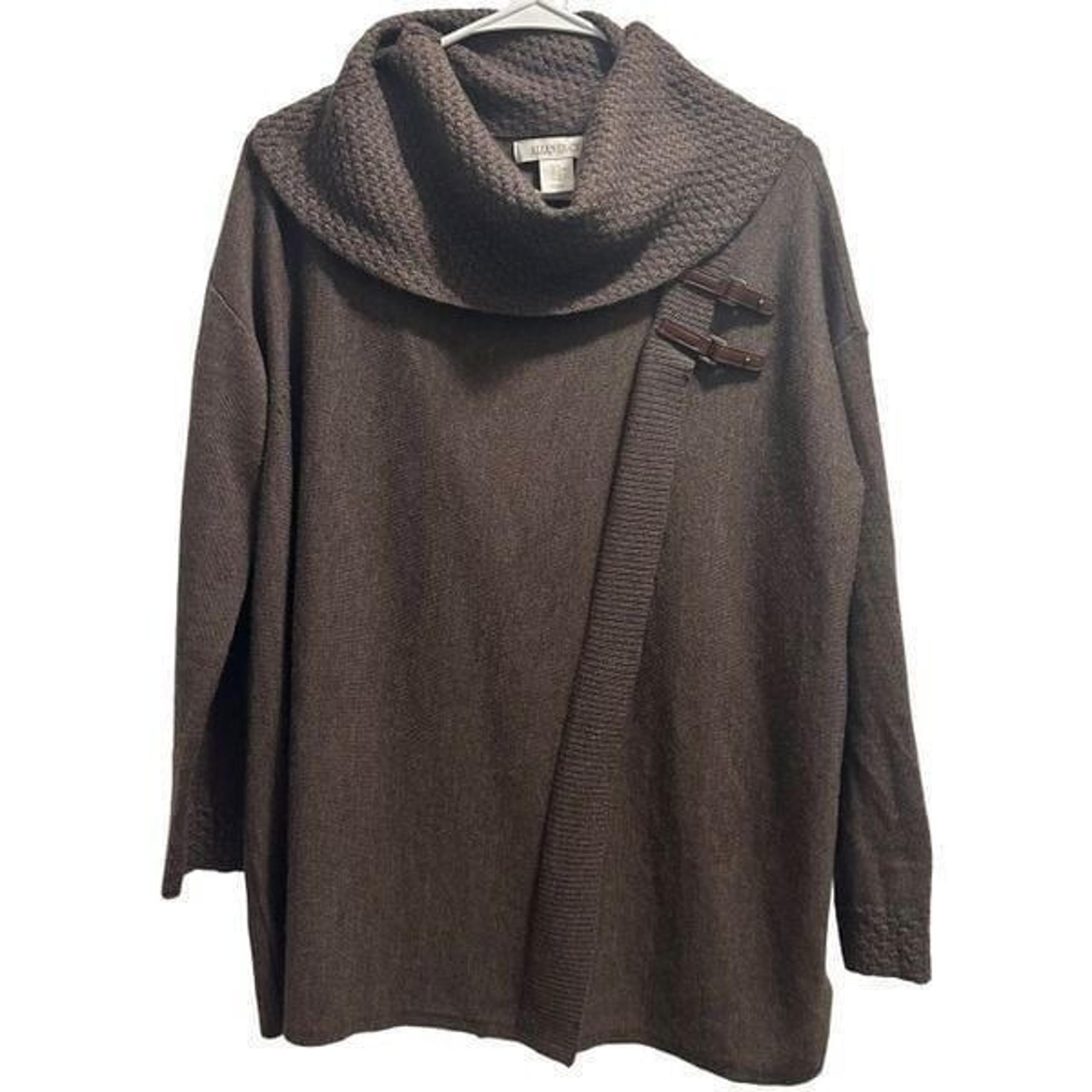 Women's Ellen Tracey Brown Merino Wool Blend Cowl Neck Sweater Size Medium