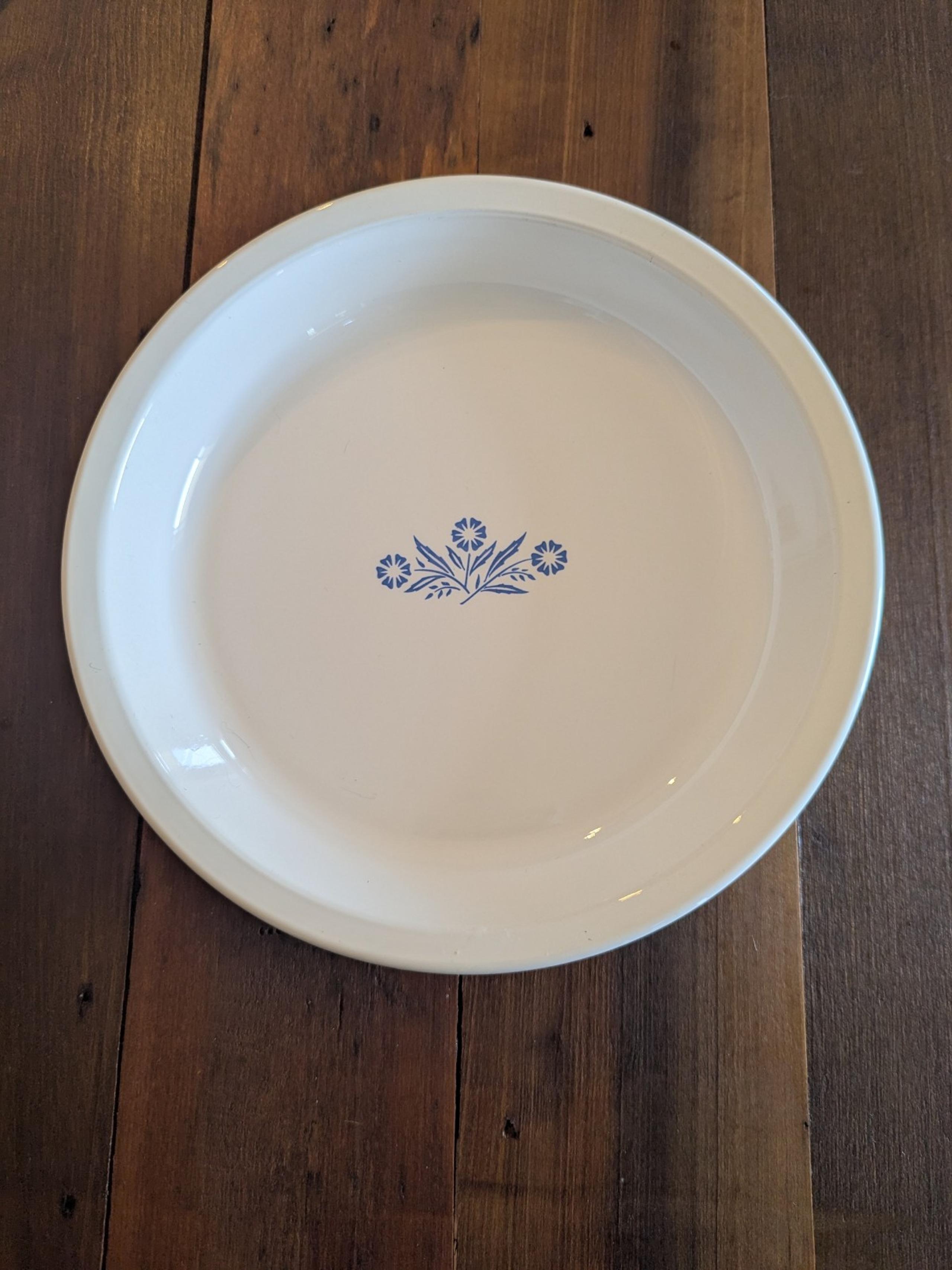 Vintage Corningware Blue Cornflower 9 In Pie Plate P-309 White Made In USA