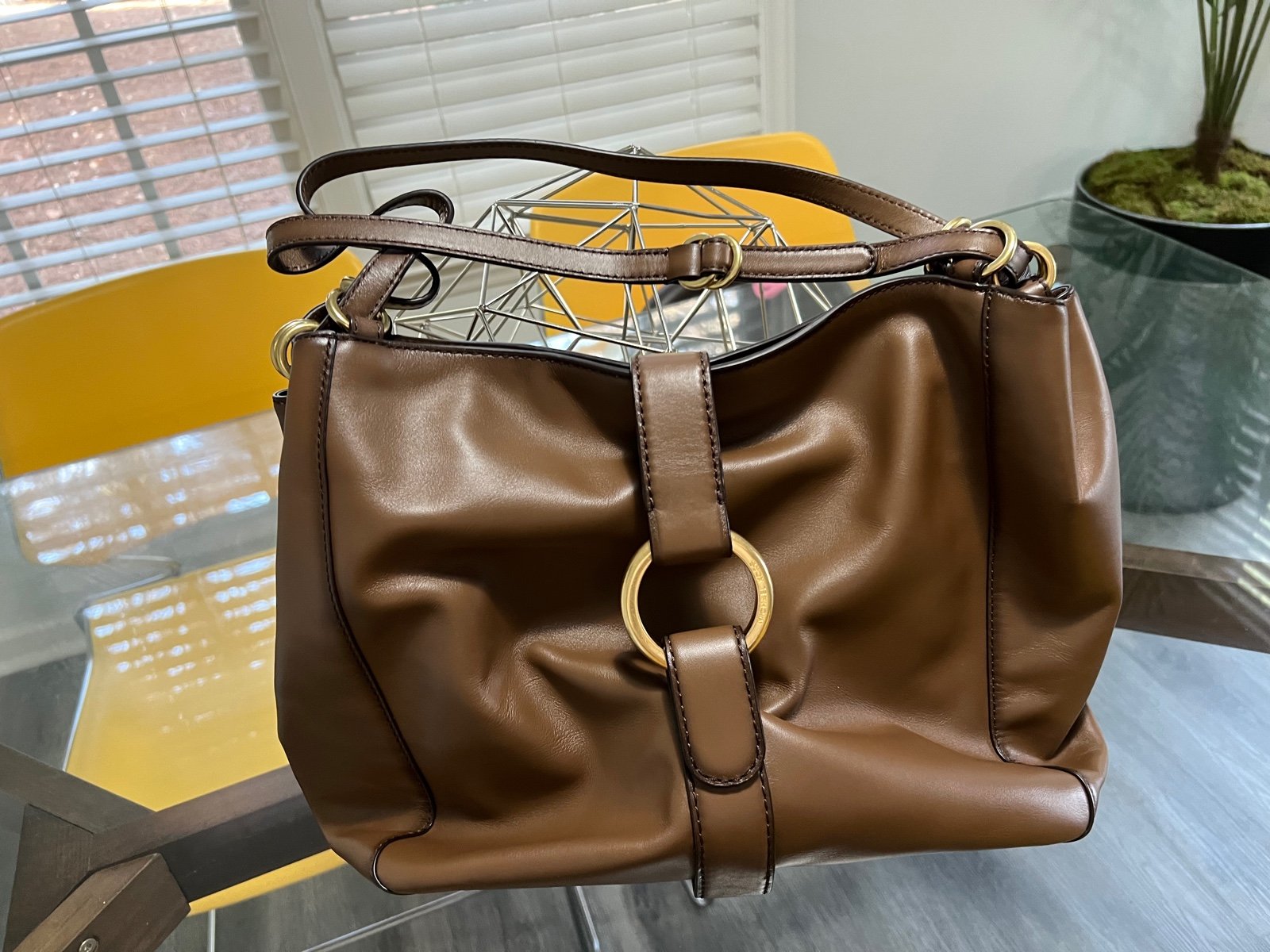 Michael Kors Quincy Caramel Lg Shldr Tote Leather NEW