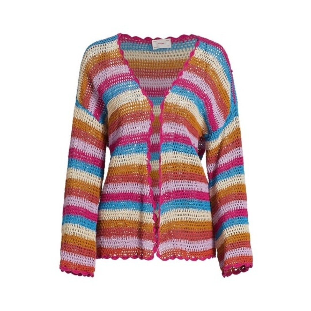 New Xirena Carsyn Colorful Crocheted Cotton Boho Cardigan