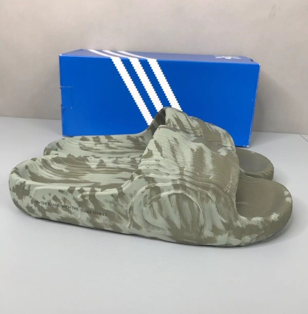 New Adidas Adilette 22 Sandal Slide Olive Green Black Men's Size 12 HP6517