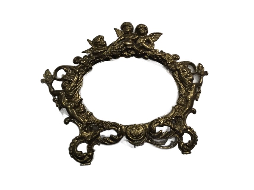 Vintage Brass Mirror Picture frame Cupids Bow