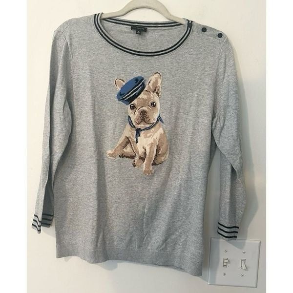 Talbots Lightweight French Bulldog Graphic Sweater M