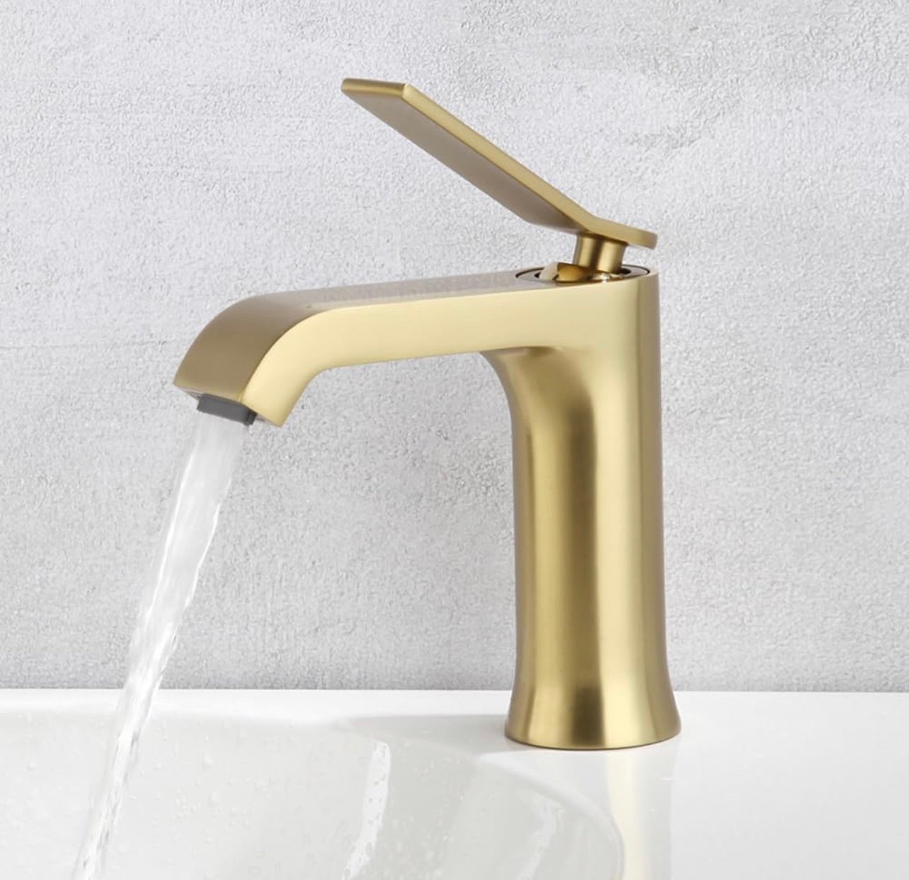 Brushed Gold Waterfall Bathroom Sink Faucet