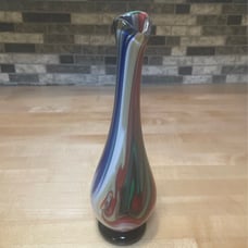 Studio Art Glass Vase Multi Colored Hand Blown Signed Anderson 05