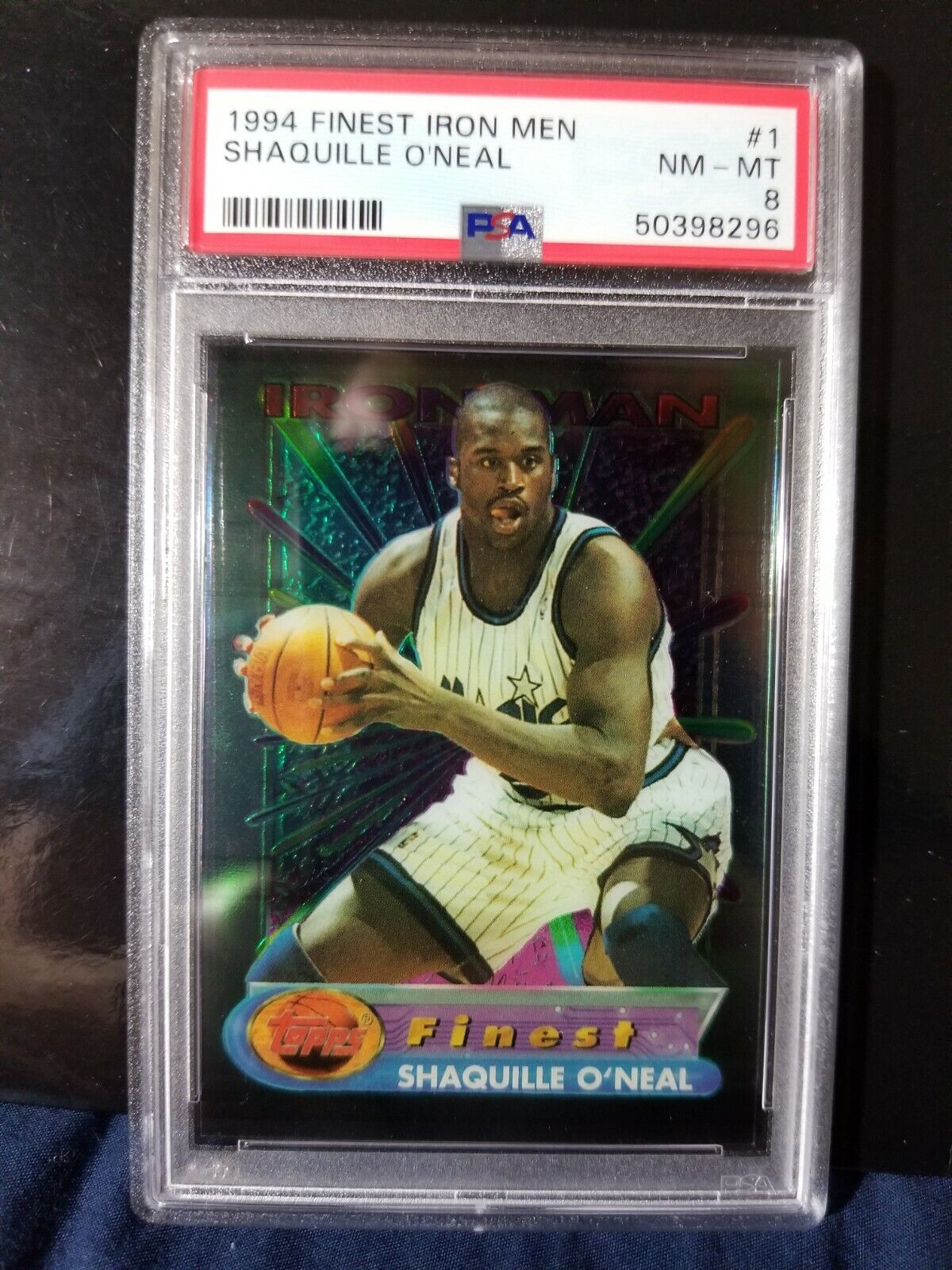 Shaq! 1994 Topps Finest Iron Man #1 Shaquille O'Neal PSA 8 low pop lakers magic