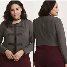 Torrid 3x 22/24 Grey & Black Military Crop Jacket