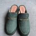Madewell Farida Mules Calf Hair Chunky Heel Green Women's 7