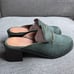 Madewell Farida Mules Calf Hair Chunky Heel Green Women's 7
