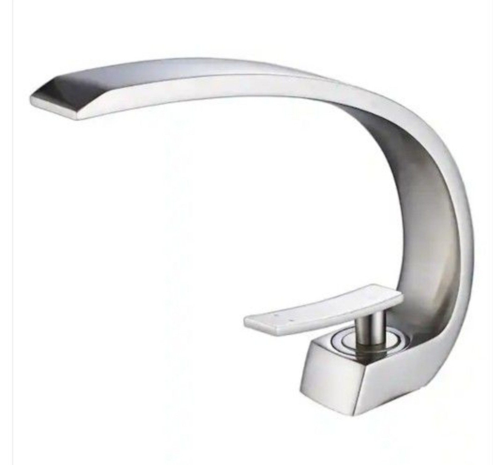 Fapully, Single-Handle Single-Hole Bathroom Faucet Curved Type in Brushed Nickel