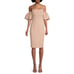 Black Halo Tan Leona Puff Sleeve Off-The-Shoulder Knee Length Sheath Dress Sz 4