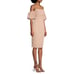 Black Halo Tan Leona Puff Sleeve Off-The-Shoulder Knee Length Sheath Dress Sz 4
