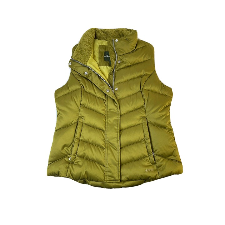 Eddie Bauer Womens Petite Medium 550 Goose Down Fill Puffer Vest Jacket Green