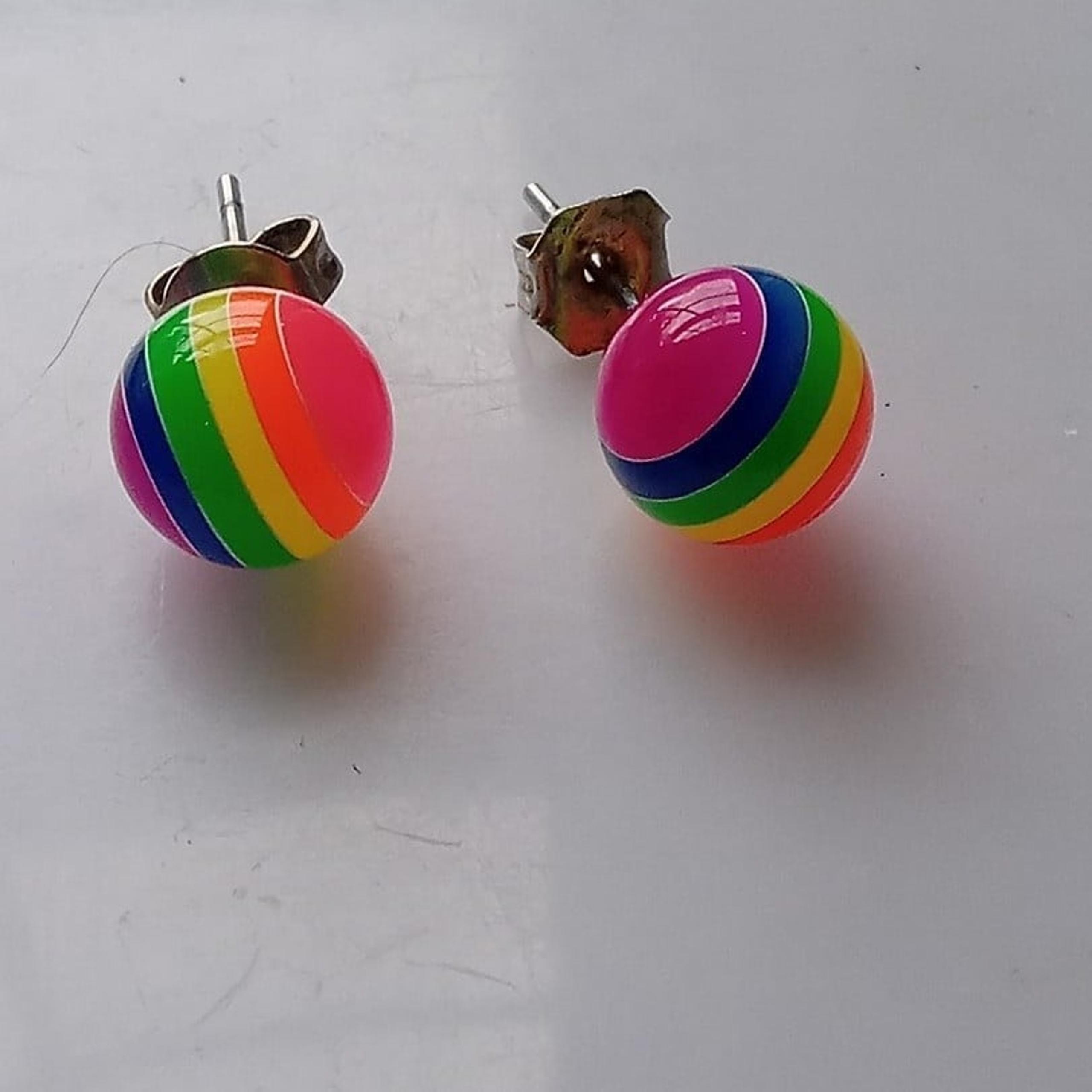 Planet Ball Bright Colored Whimsical Boho Layered Stud Earrings Y2k Vintage neon