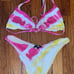AQUA SWIM X BLOOMINGDALES NWOT NEW TIE DYE BIKINI S/M V FRONT PINK YELLOW 200+