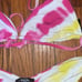 AQUA SWIM X BLOOMINGDALES NWOT NEW TIE DYE BIKINI S/M V FRONT PINK YELLOW 200+