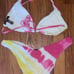 AQUA SWIM X BLOOMINGDALES NWOT NEW TIE DYE BIKINI S/M V FRONT PINK YELLOW 200+
