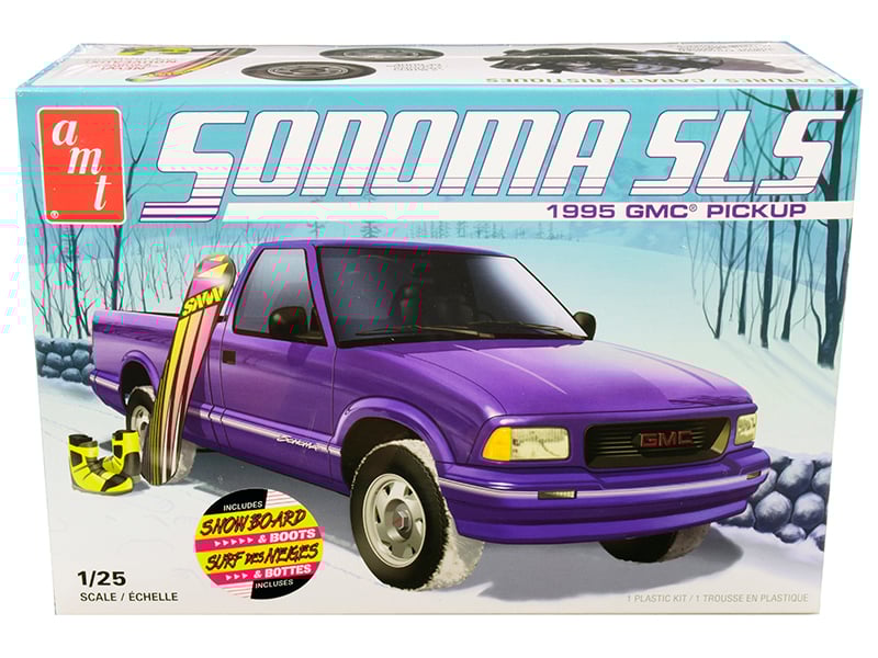 Skill 2 Model Kit 1995 GMC Sonoma SLS Pickup Truck with Snowboard and Boots 1/25