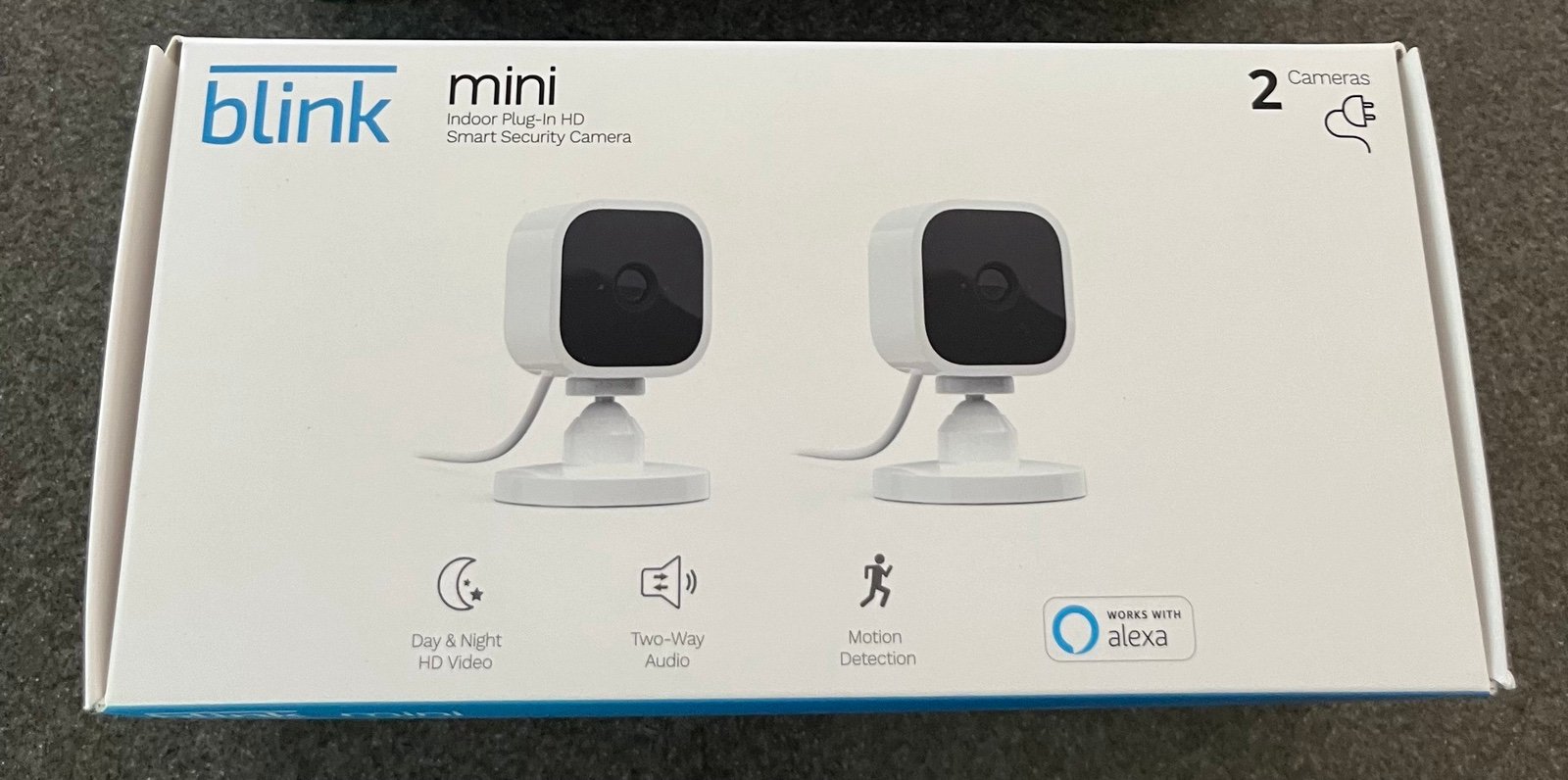 2 Blink Mini Indoor Security Video Cameras w/Two Way Audio BCM00300U New