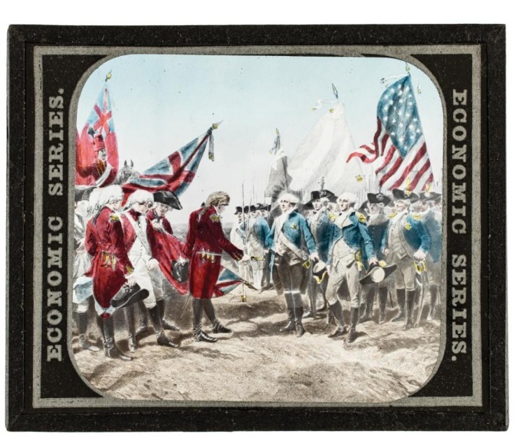 1880 Color Magic Lantern Slide - British Yorktown Surrender - General Washington