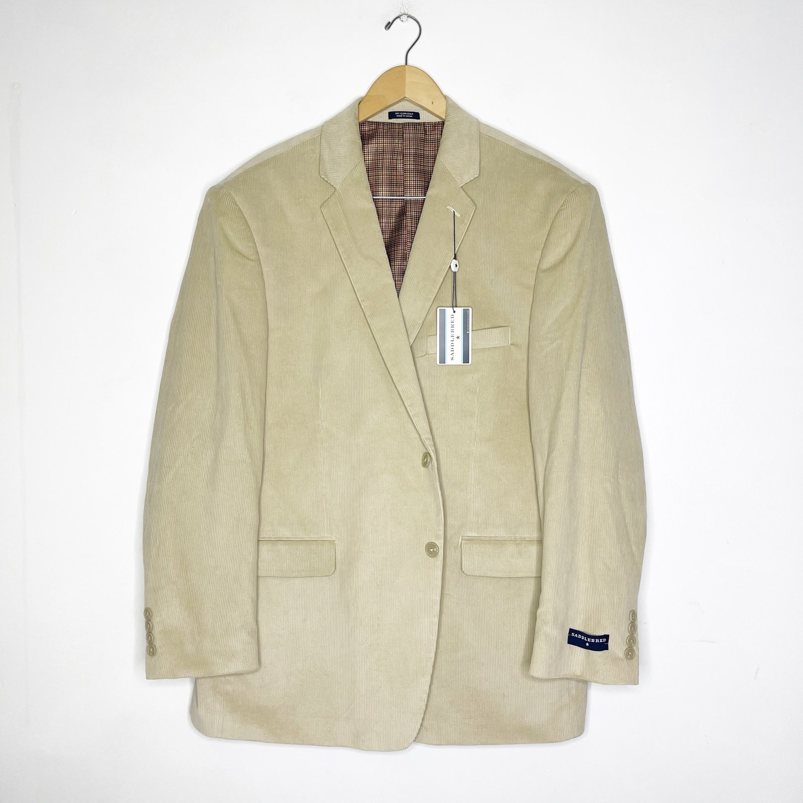 Saddlebred Mens Cream Corduroy 2 Button Blazer Size 48 Regular NWT