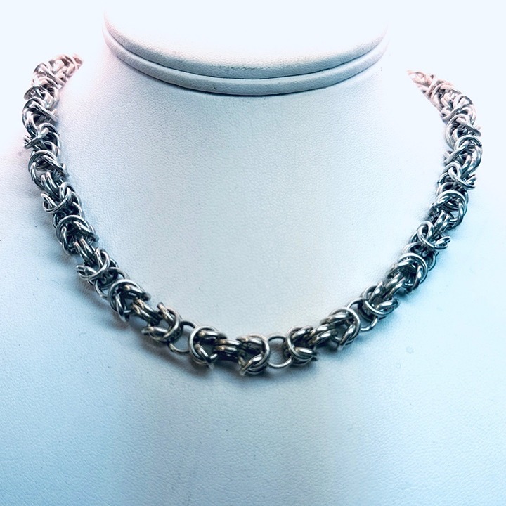Estate Vintage Byzantine Sterling Silver 925 Necklace, Lobster Claw, 16 42.6g H