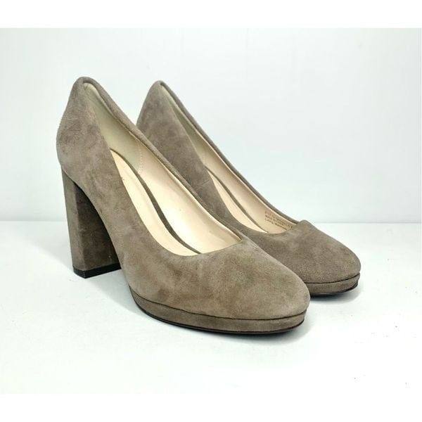 Cole Haan Renner Grand Pumps Heels Suede Leather Block Heel Morel Women 6.5