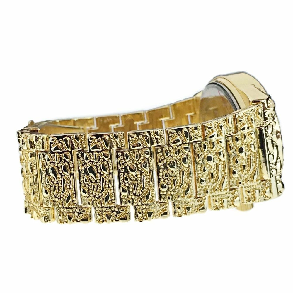 Mens Big Nugget Hip Hop Watch & 14K Gold Plated