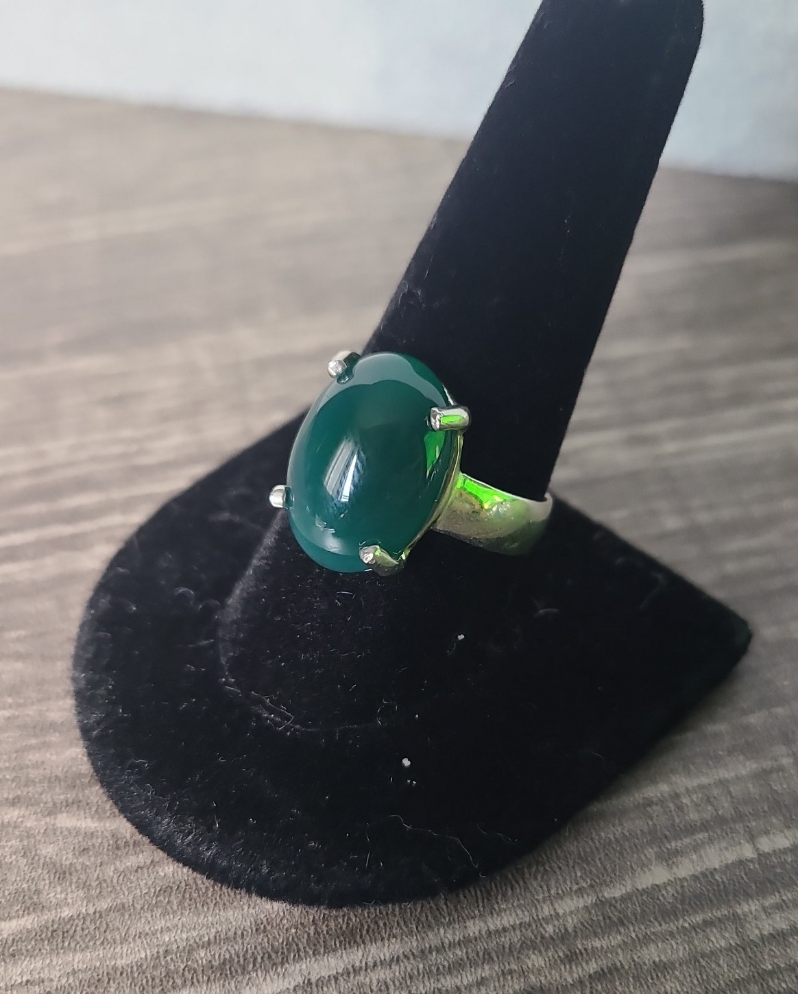 Natural Green Onyx Ring Size 10 Sterling Silver 9.25