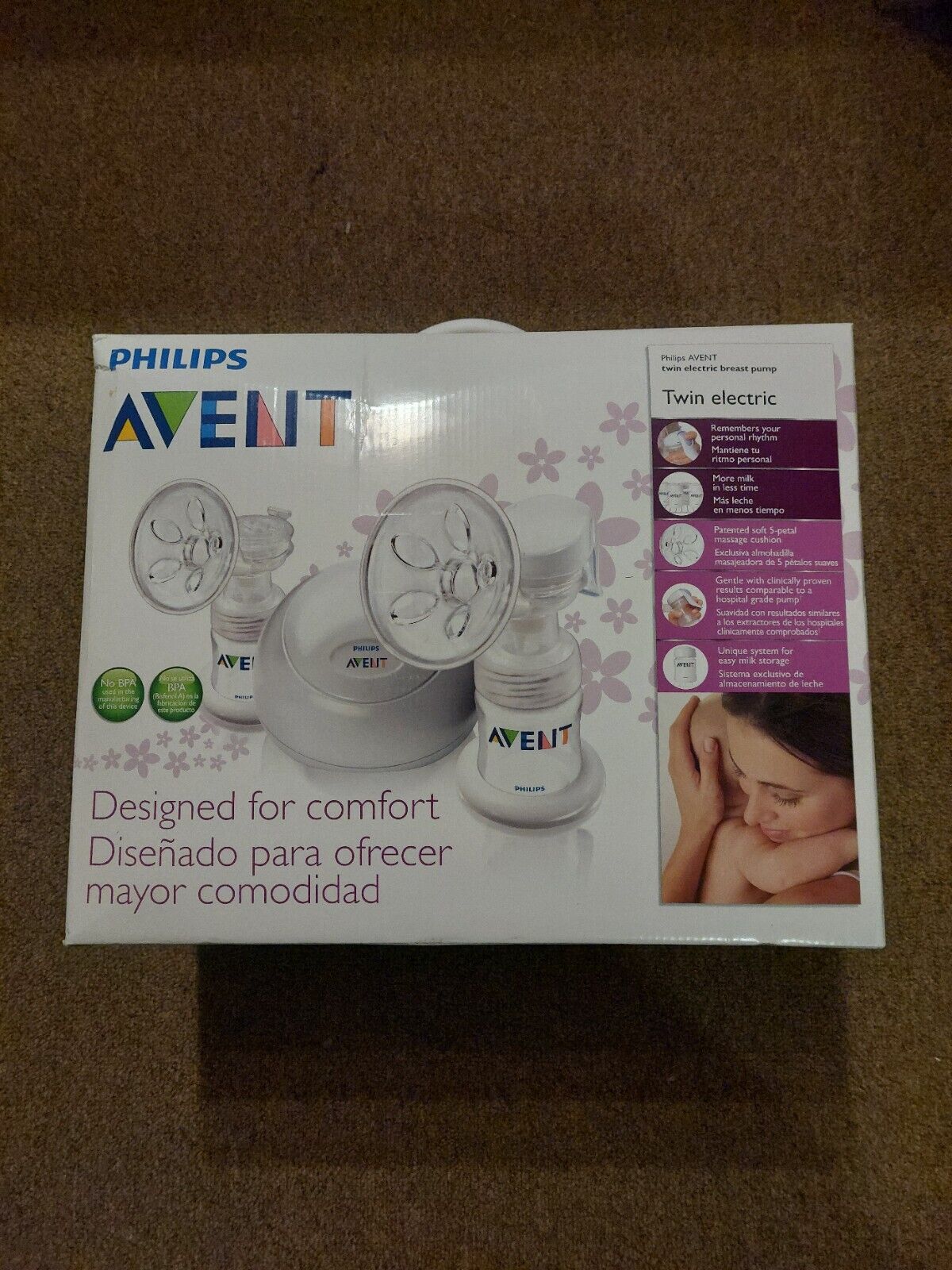 USED PHILIPS AVENT TWIN ELECTRIC DOUBLE BREAST PUMP COMPLETE SET SCF314/02