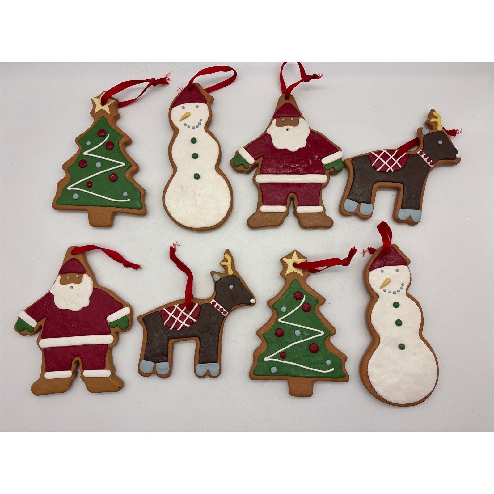 Set Of 8 Christmas Frosted Cookie Ornaments Made Of Resin Plastic VTG?