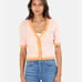 L'Agence Susie Knit Fuzzy Pink Cardigan with Contrast Trim XS