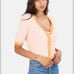 L'Agence Susie Knit Fuzzy Pink Cardigan with Contrast Trim XS
