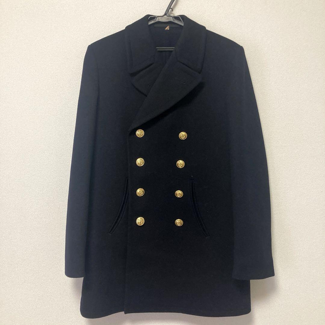 ## German Army Surplus Melton Coat Military Peacoat Wool Navy