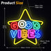 Good Vibes LED Neon Sign, Colorful Star Neon Sign for Wall Decor 15.7*15.7''