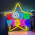 Good Vibes LED Neon Sign, Colorful Star Neon Sign for Wall Decor 15.7*15.7''