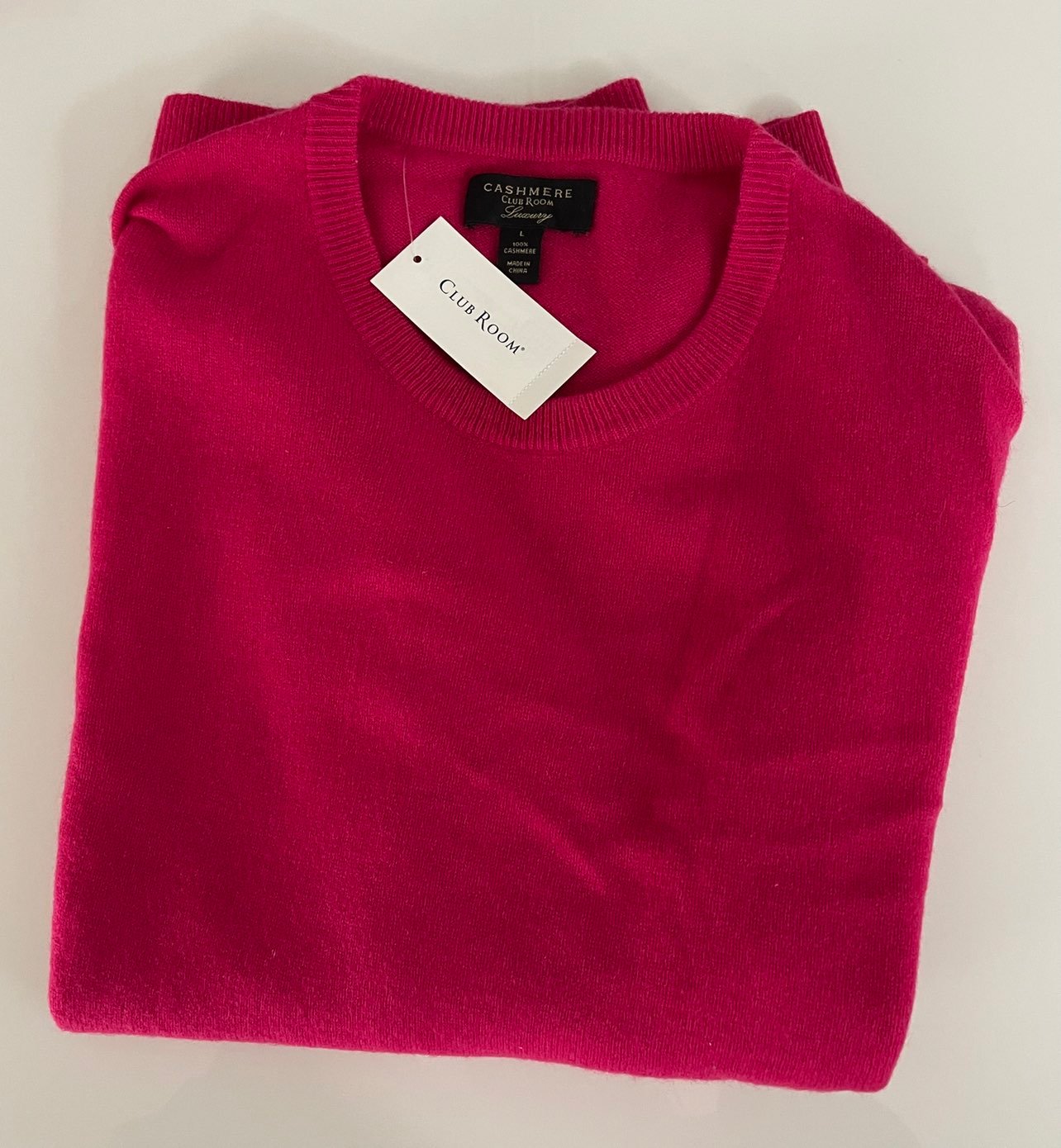 Men’s Club Room 100% Cashmere Bright Berry Swester Large