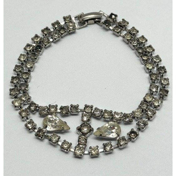 Vintage two rhinestone chain bracelet