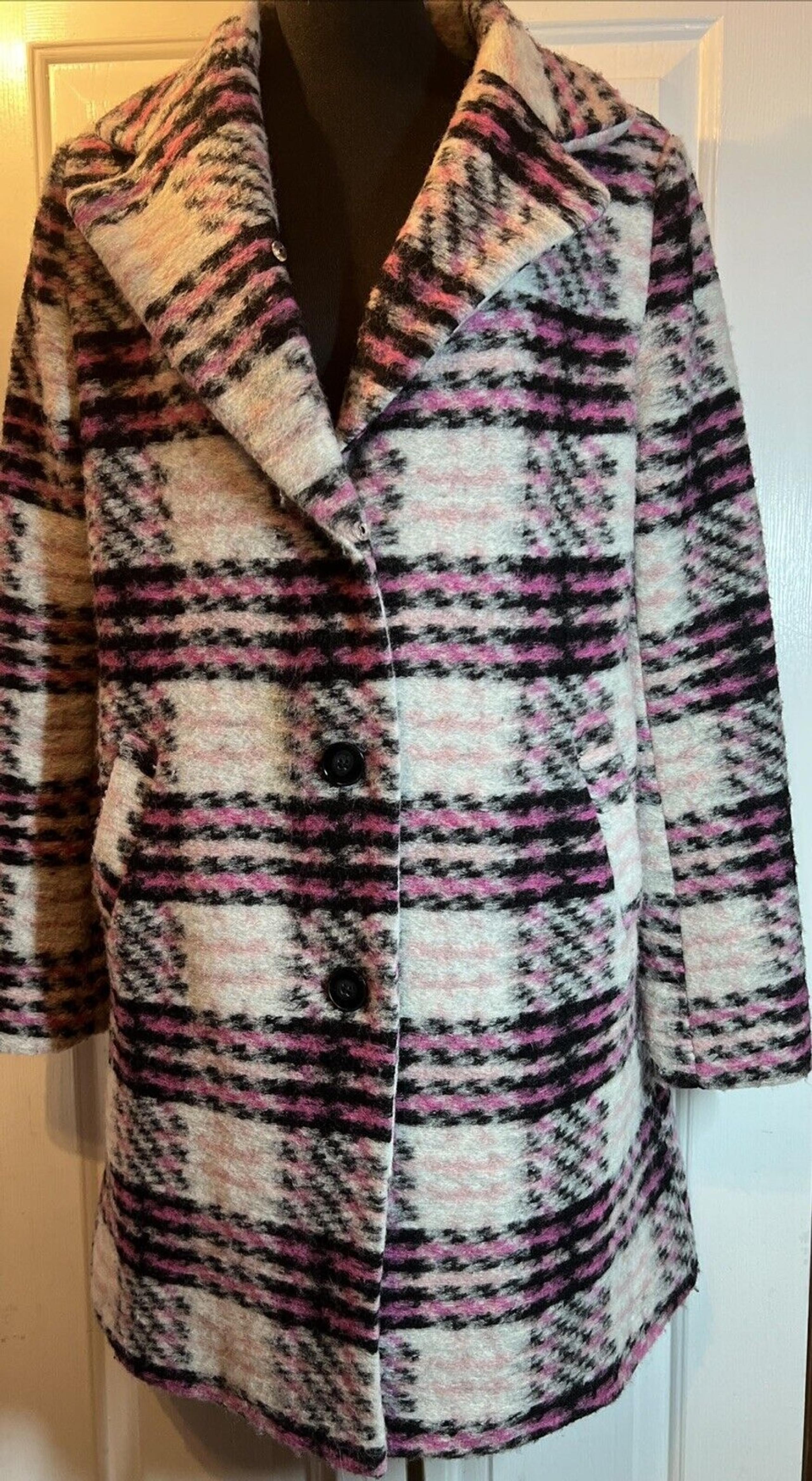 Forever 21 Jacket Women Large Pink Vintage Wool Retro Double Breasted Pea Coat